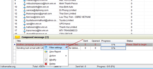 Right click on your campaign and select filter