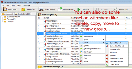 Select action you want like delete, move, copy
